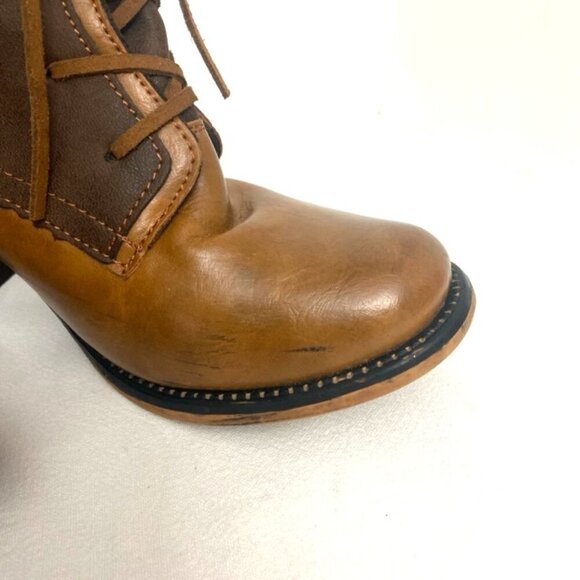 Pierre Dumas Lace Up Zipper Boots Women’s 8.5 Brown Tan 2 Toned Neutral Boho - Picture 4 of 9